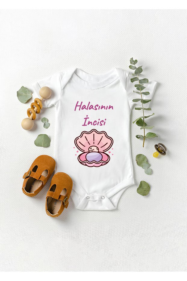 Organic 100% Cotton Aunt's Pearl Printed Short Sleeve Baby Snap Body Badi Zıbın