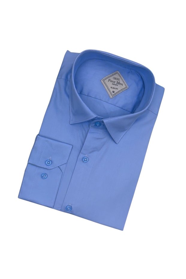 Slim Fit Slim Fit Plain Long Sleeve Men's Shirt