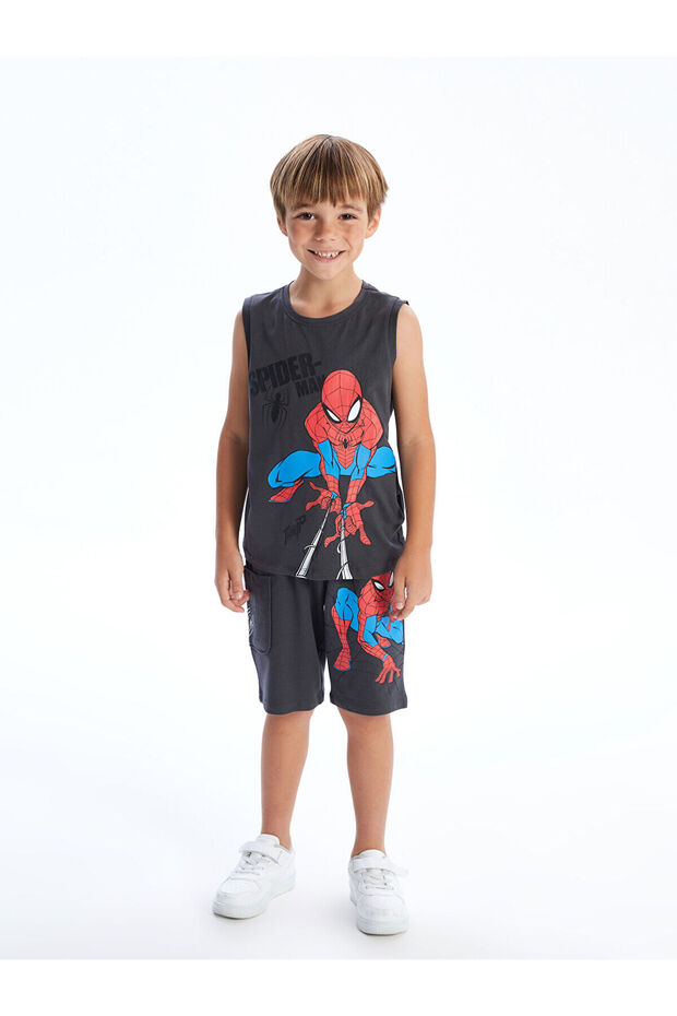 Anthracite Elastic Waist Spider-Man Printed Boys' Shorts