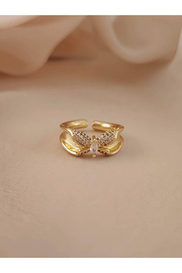 Butterfly Model Zircon Stone Adjustable Gold Gold Color Ring