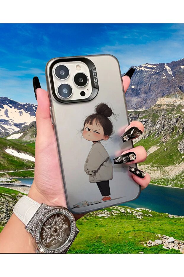 حافظة هاتف متوافقة مع آيفون 16 برو ماكس بنمط رسم دقيق MK01A - 1