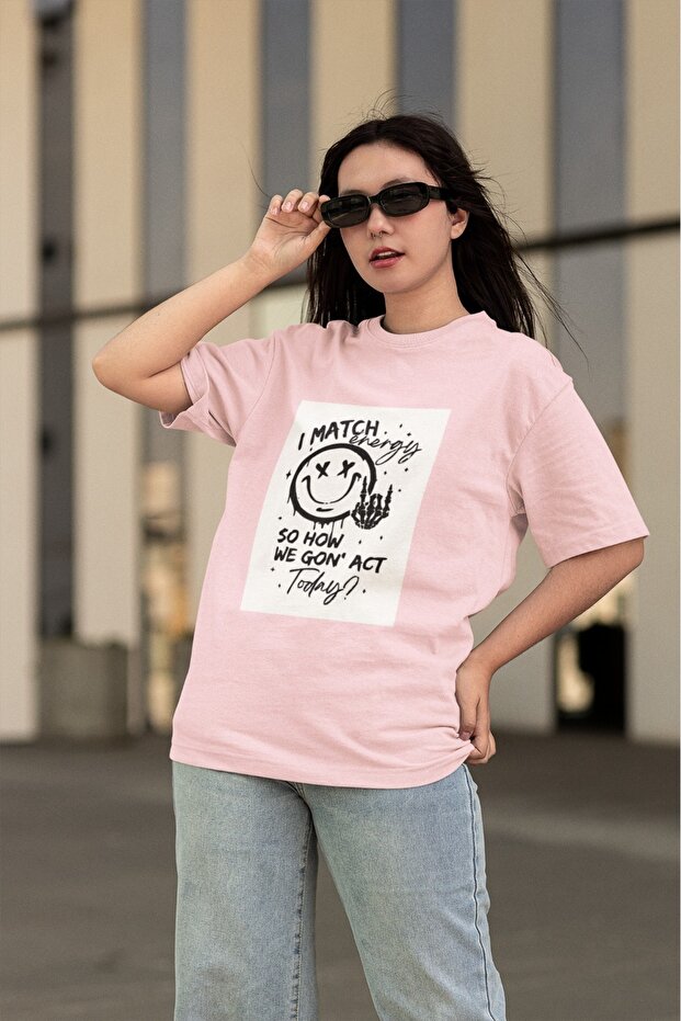 Men/Women I Match Enery Transfer Printed Round Neck Short Sleeve T-Shirt