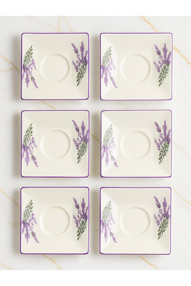 Set of 6 Lavender Pattern Tea Glass Coasters - Add a Spring Breeze to Your Tea and Coffee Enjoyment - Handmade