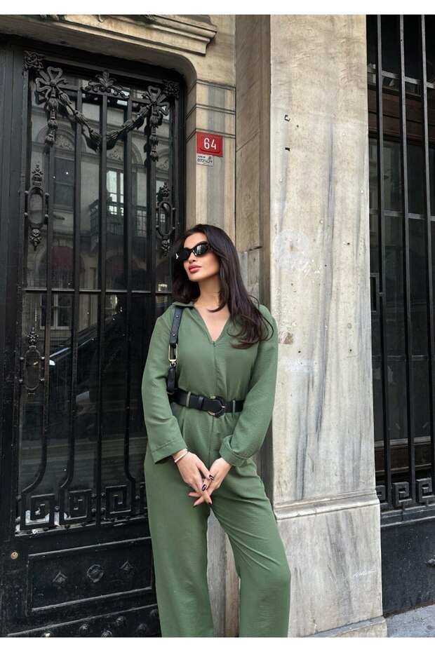 Kadın Deri Kemerli Tulum - 6