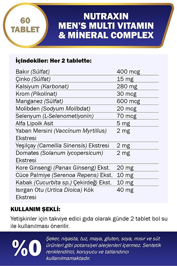 Men's Multi Vitamin Complex 60 Tablet 2 Adet - 4
