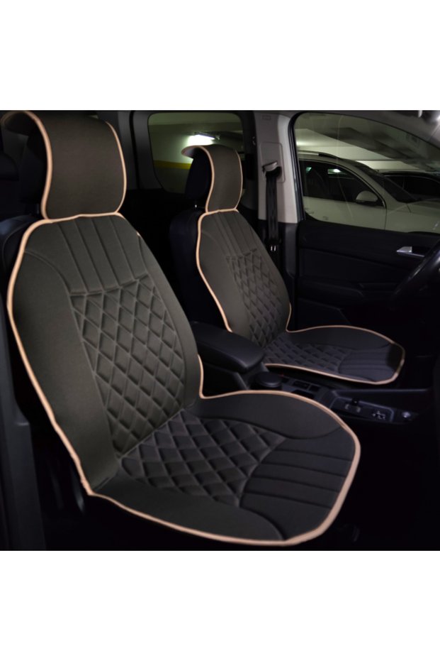 Stylish Design Seat Cushion Elegance Set of 2 Cushions Dark Beige and Beige Design with Stitches