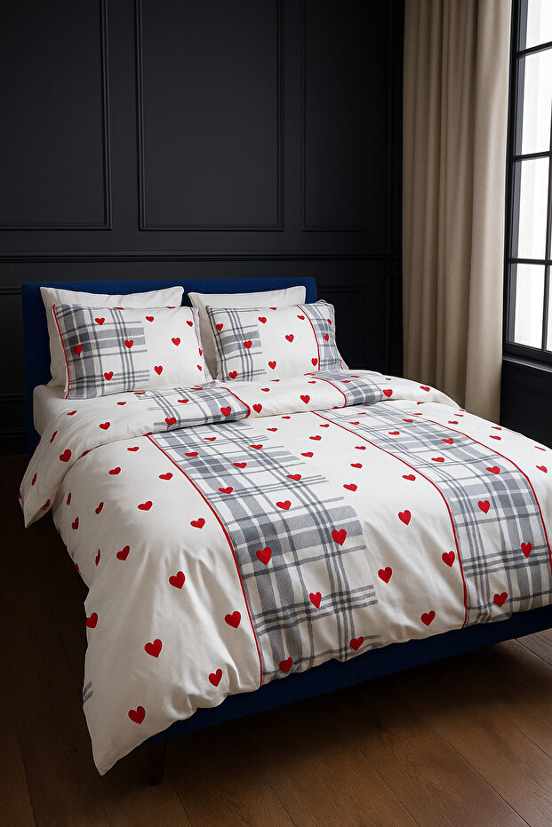 Luxurious Durable Soft Cotton Double Duvet Cover Set + Fitted Sheet +2 Pillowcases