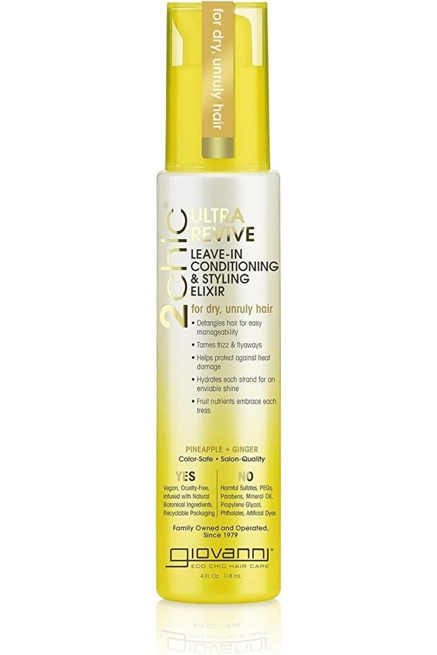 إكسير 2chic Ultra-Revive Leave-In لترطيب وتصفيف الشعر، بخلاصة الأناناس والزنجبيل، 4 أونصة سائلة (118 مل)