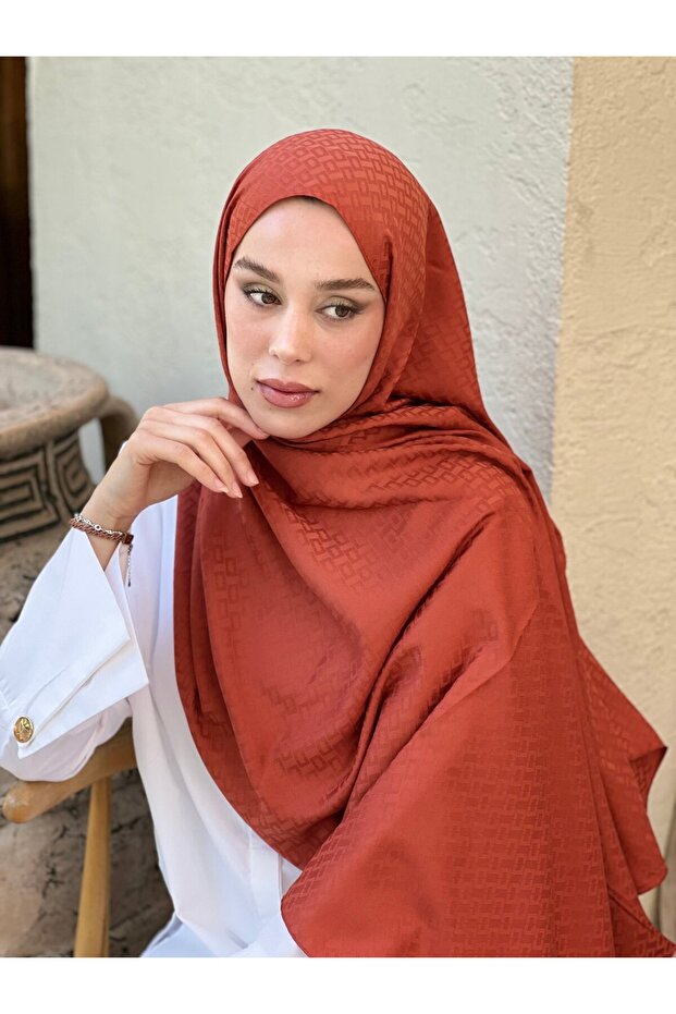 شال بنمط الطوب من سلسلة جاكار الحريري - 2