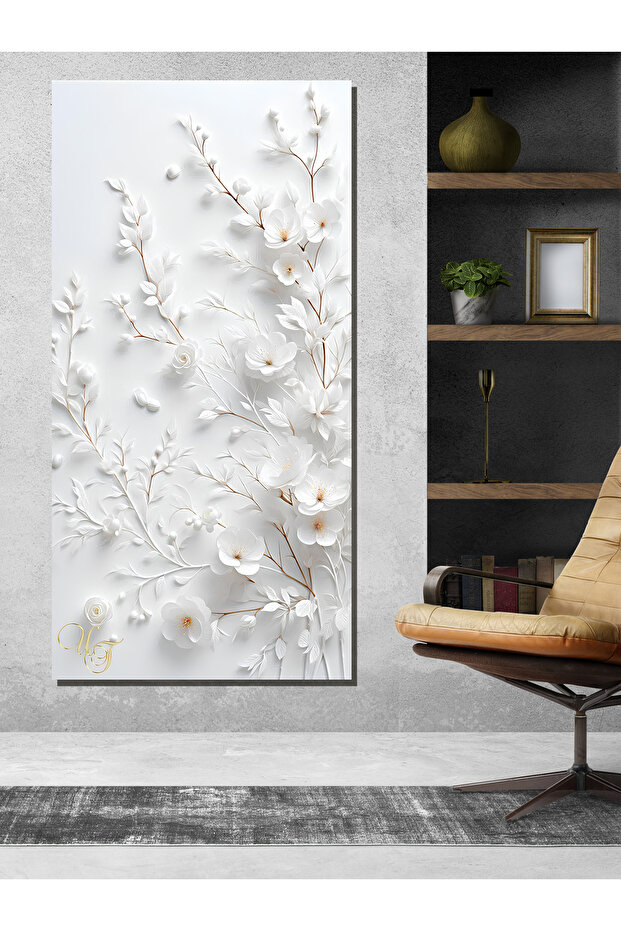 RÖLYEF GÖRÜNÜMLÜ ÇİÇEK KANVAS TABLO - 2