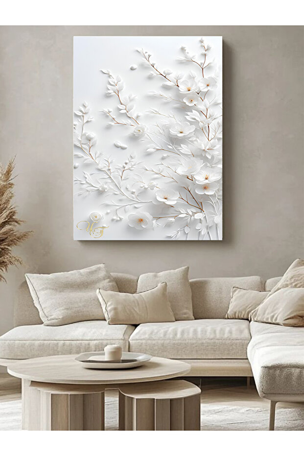 RÖLYEF GÖRÜNÜMLÜ ÇİÇEK KANVAS TABLO - 3