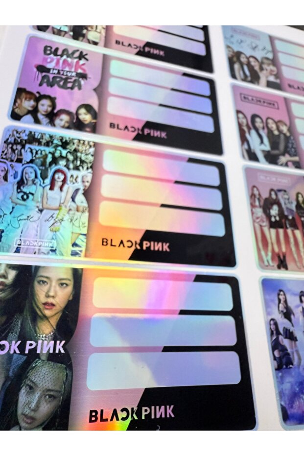 Hologram Black Pink School Notebook Label Sticker