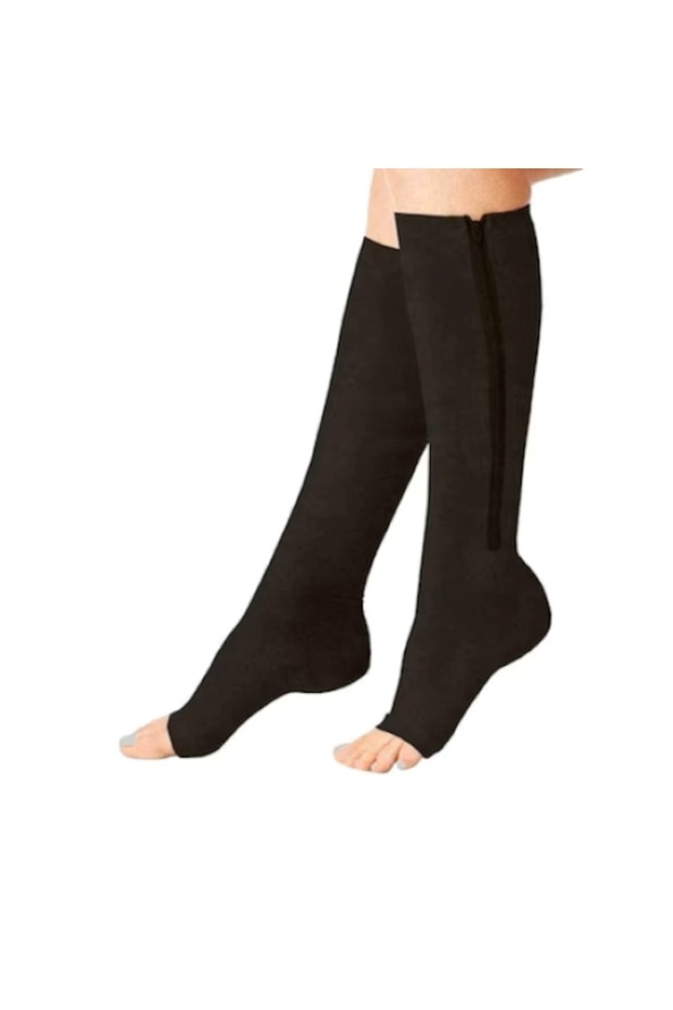 Compression Socks with Zipper for Circulation and Varicose Veins, Black, Sizes L-XL - 2