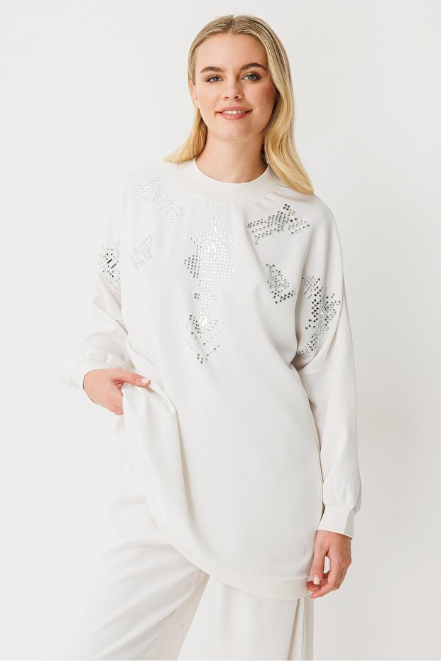 Taş İşlemeli Takım EKRU - 5