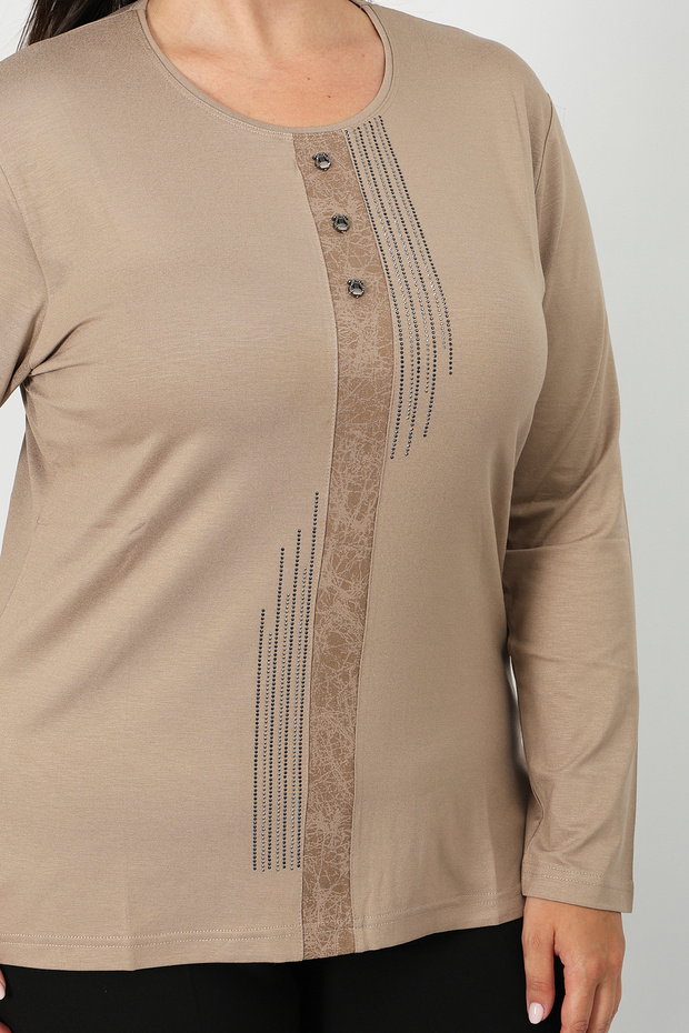 بلوزة من القطن الممشط بطبعة حجرية - 4