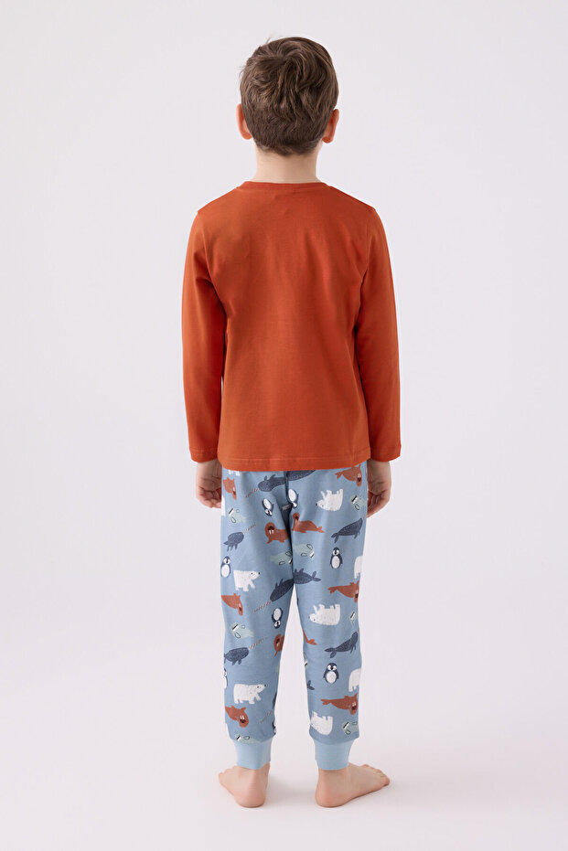 Boy's Orange Pajama Set - 3