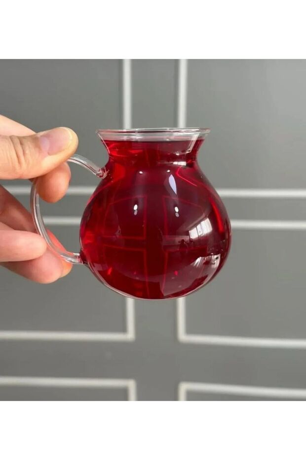Arbitrary Style Borosilicate Handled 210 ml Tea Cup Set of 6 - 1