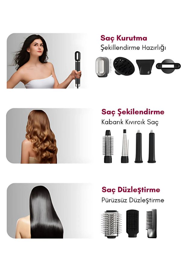 11 Başlık Multi Styler Hava Üflemeli Saç Şekillendirme Kurutma Çok Fonksiyonlu Ultra Set - 3