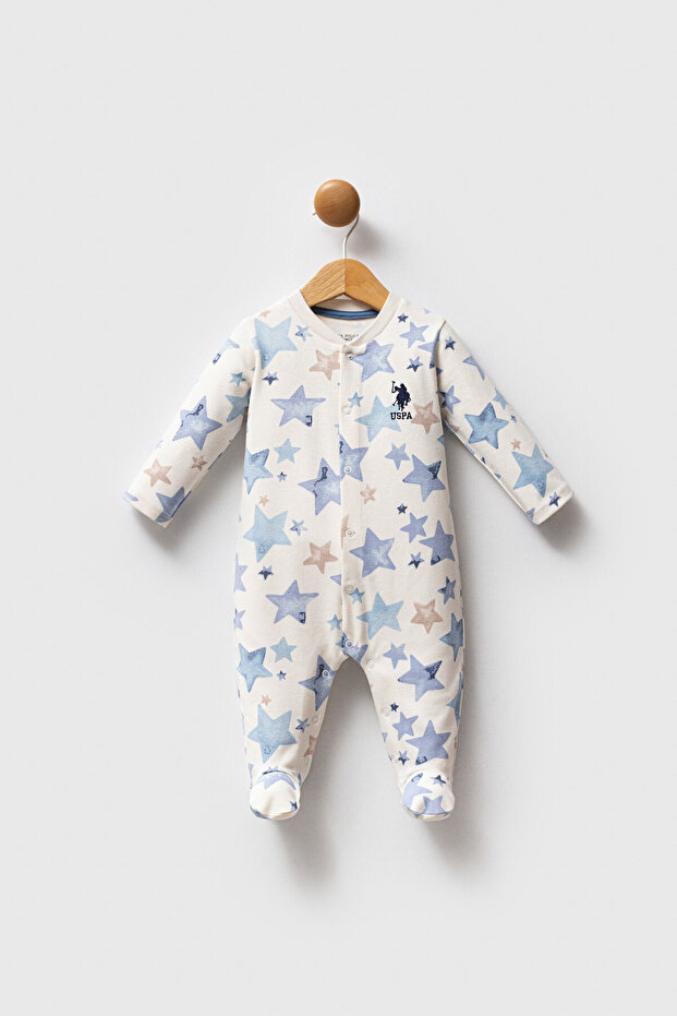 U.S. Polo Assn Baby Boy Cream Romper