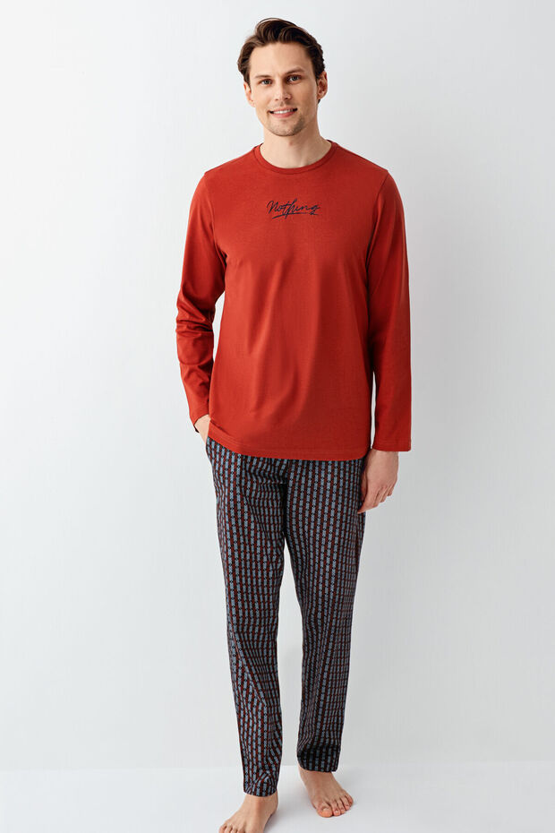 Σετ ανδρικές πιτζάμες καφέ - 2