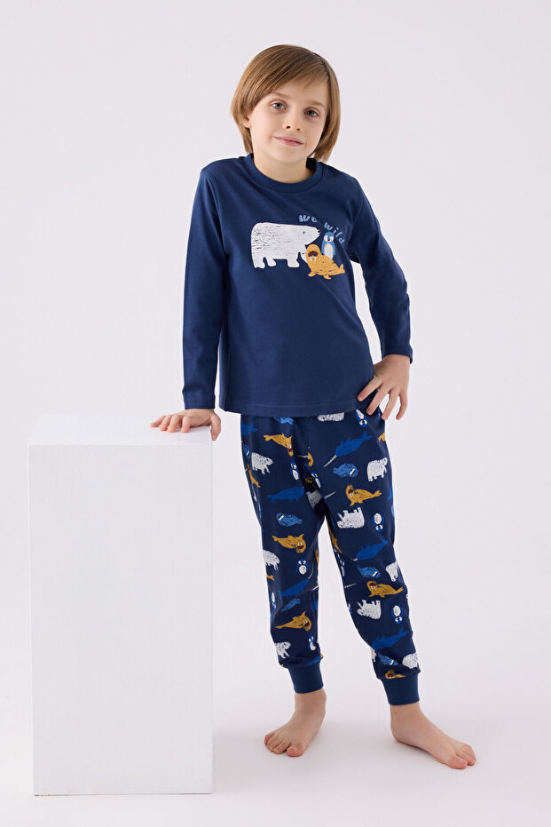 Erkek Çocuk Mavi Pijama Takımı - 3