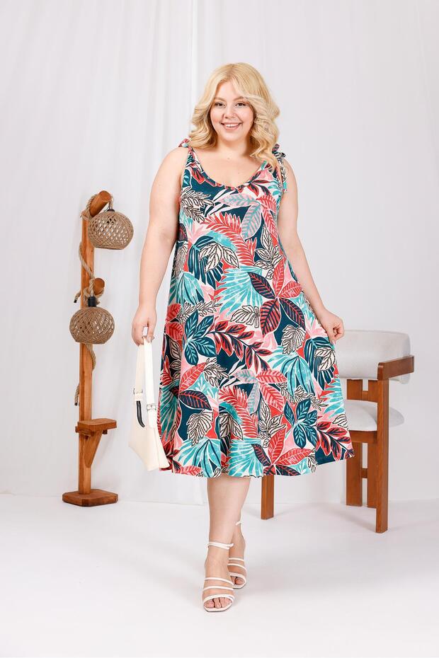 Plus Size Cotton Lycra Dress with Rope Lacing Detail