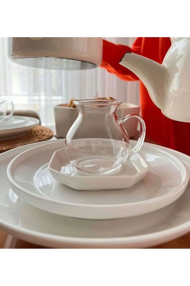 Arbitrary Style Borosilicate Handled 210 ml Tea Cup Set of 6 - 2