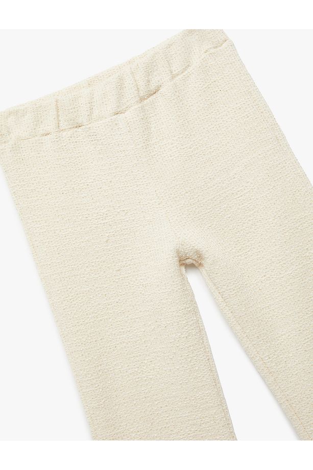 Pamuklu Beli Lastikli Basic İspanyol Paça Pantolon - 3
