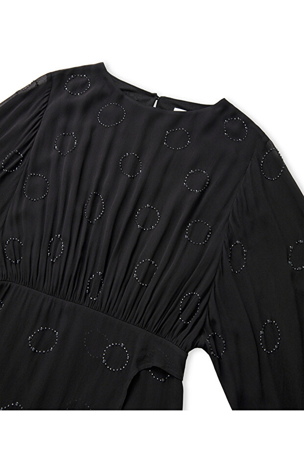 Hotfix baskılı şifon elbise - 4