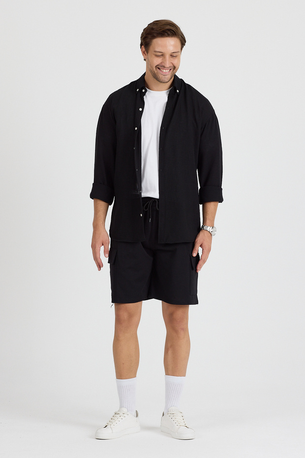 Unisex Kargo Cepli Fit Şort - 7