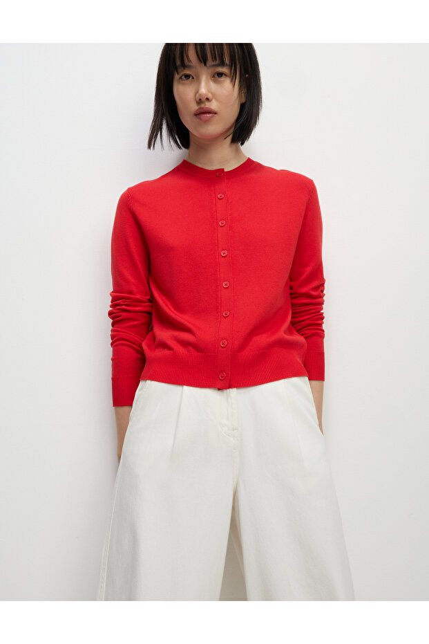 Bisiklet Yaka Düğmeli Hırka - 4