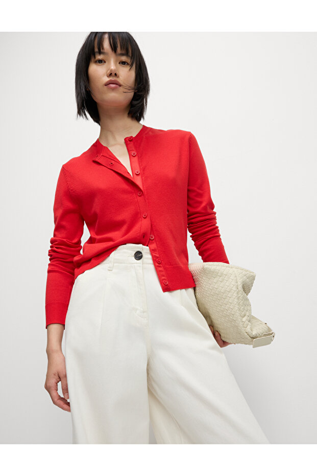 Bisiklet Yaka Düğmeli Hırka - 1