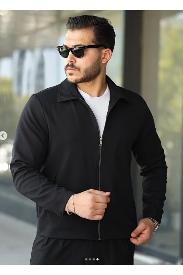 ERKEK DABIL KUMAŞ BOMBER CEKET - 3