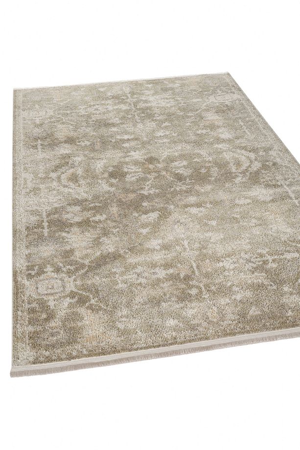Halı Lorenda 8441 Bej Yumuşak Dokulu Vintage Eskitme Desenli Saçaklı Halı - 4