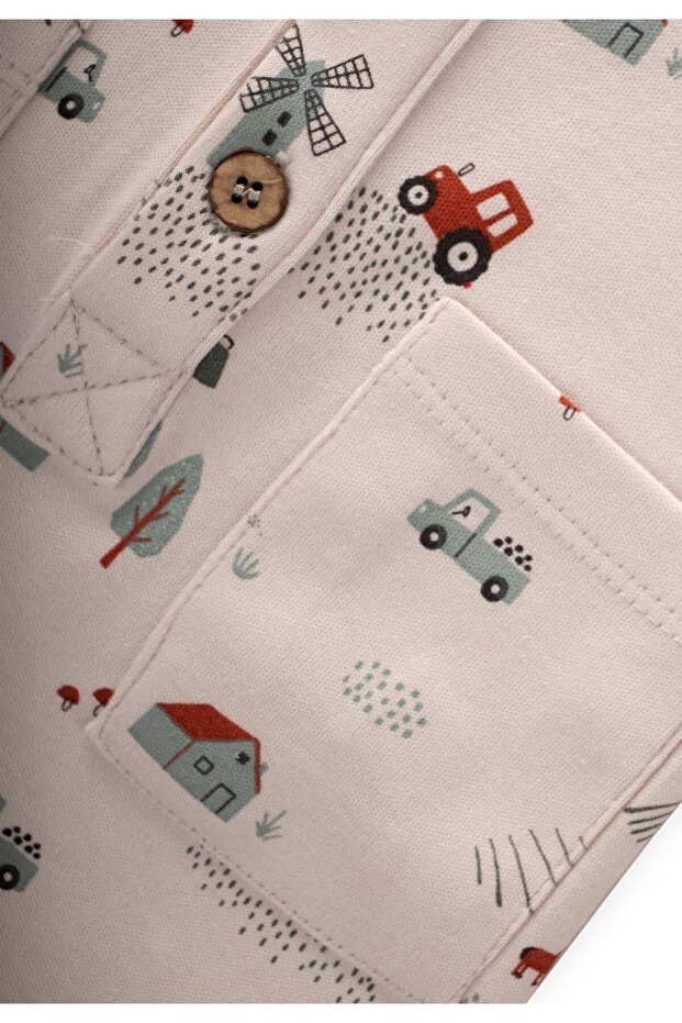 Baskılı Tulum 0-3 Yaş Bej - 3