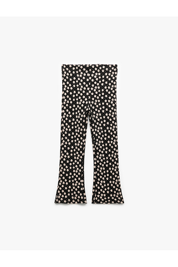 Wide Leg Leggings Corded Floral Cotton