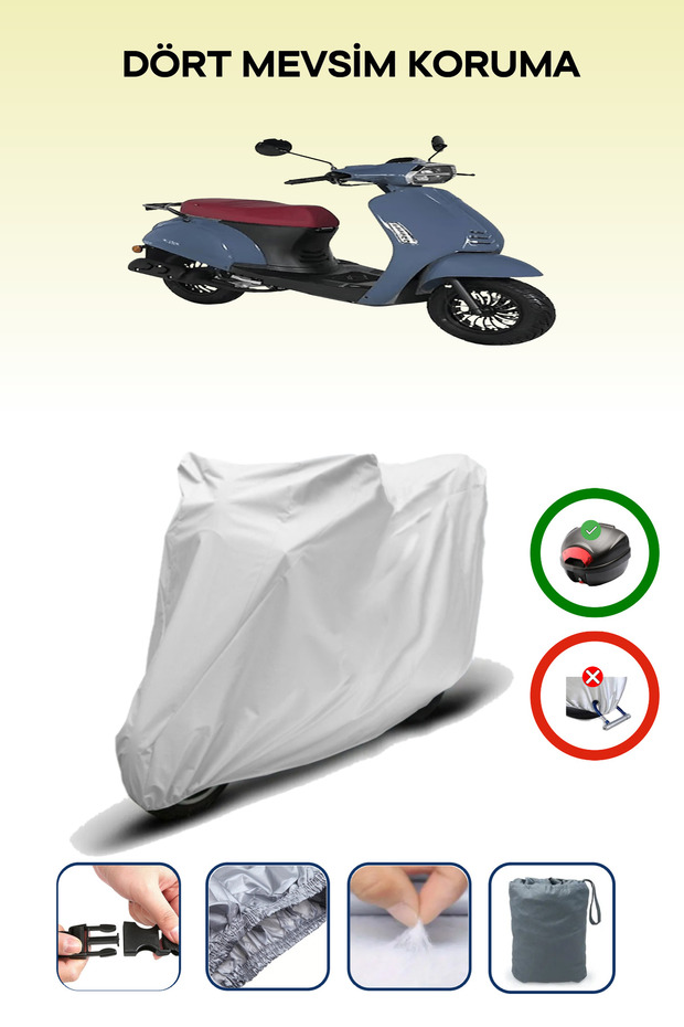 Gray Rear Bag Compatible Kuba Bluebird Motorcycle Tarpaulin