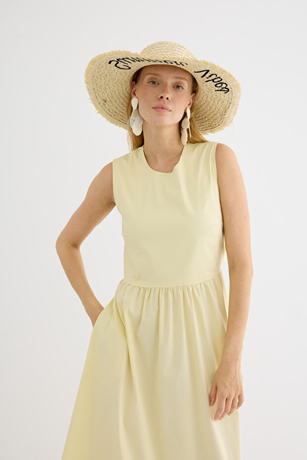 Cosmo Poplin Elbise Soft Sarı - 7