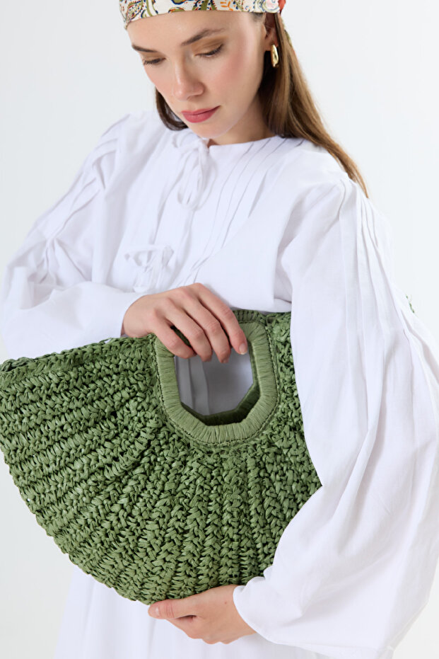 Noir Hasır Çanta Yeşil - 5