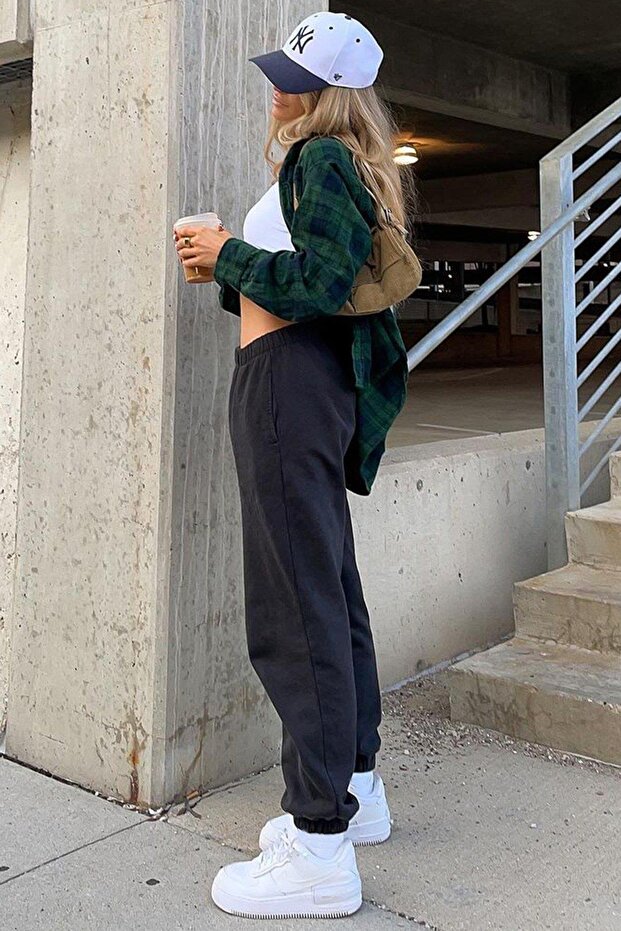 Siyah Kadın Basic Eşofman SH276 - 4