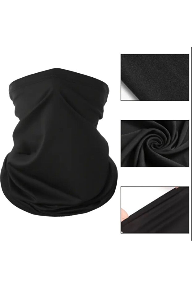 Black Seasonal Buff Solid Color Classic Unisex Neck Collar Biker Bandana Sports Multi-Purpose