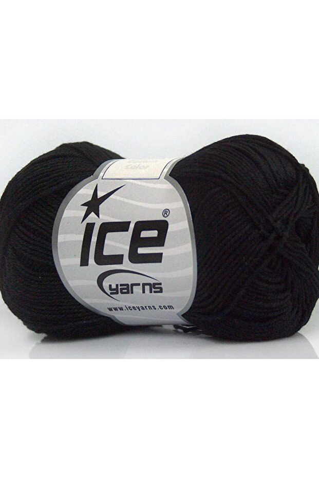 6X50Gr. Almina Cotton Mercerized Cotton Black Summer Yarns, Cotton, 100% Cotton