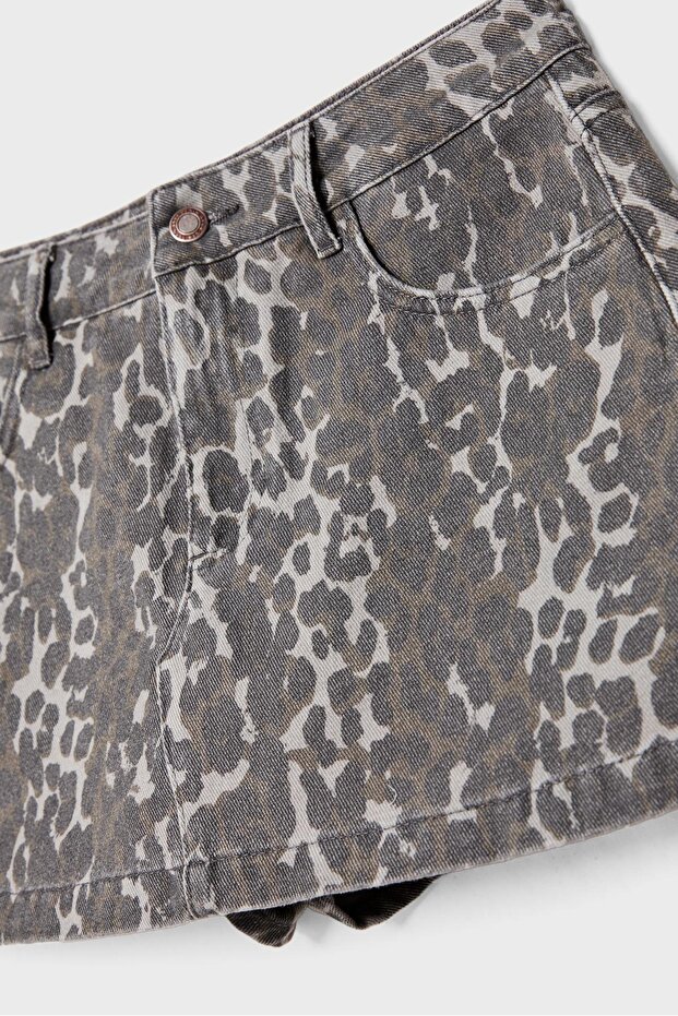 Desenli şort etek - 7