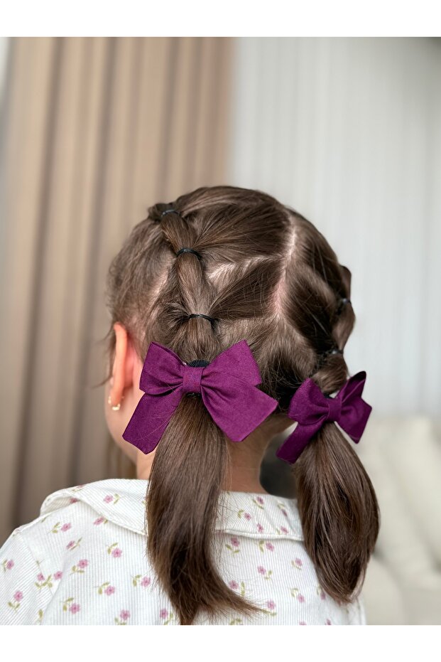 مشبك فيونكة مطاطي أرجواني - 1