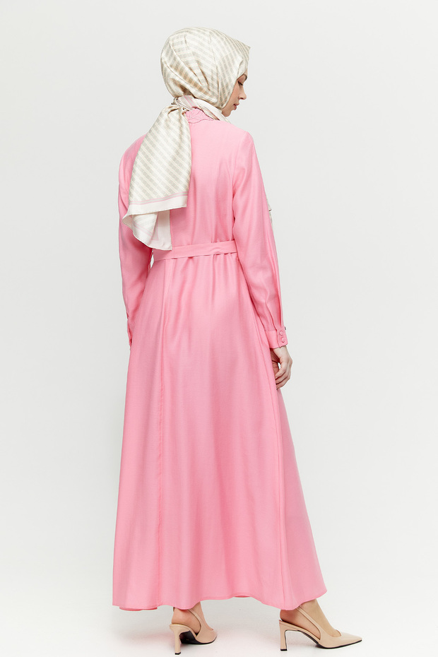 Nakış Detaylı Cepli Elbise - 5