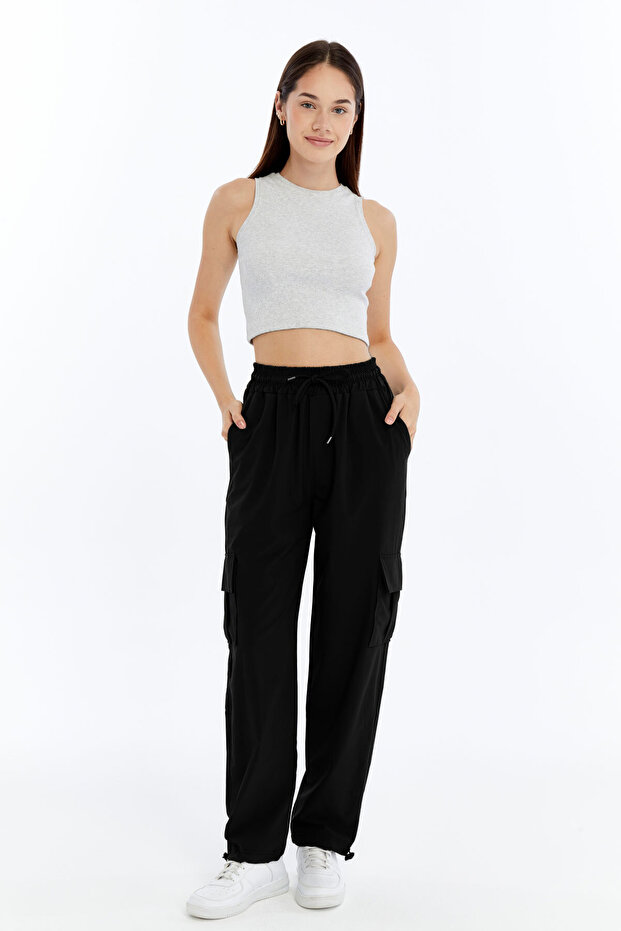 Women's Premium Cargo Pocket Jogger High Waist Parachute Fabric Sweatpants