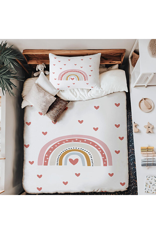 Rainbow and Hearts Baby Duvet Cover Set