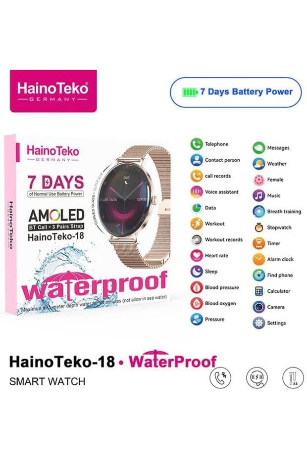 -18 Waterproof Smart Watch With Round Shape AMOLED Display BT Calling Support 3 P - 5