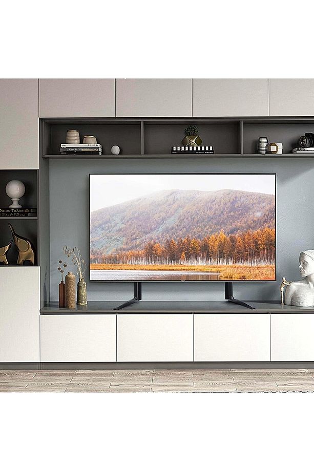 Ayarlanabilir Yükseklikli TV Ayak Standı 32-75 İnç Uyumlu 50 kg Taşıma Metal Siyah Ayaklık - 3