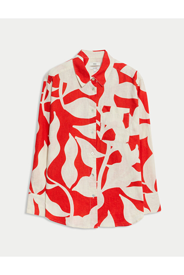 Saf Keten Oversize Gömlek - 1